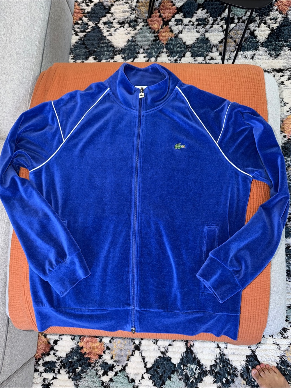 Lacoste Men’s Royal Blue Velour Full-Zip Track Jacket.